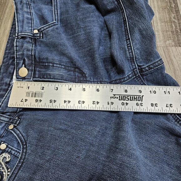 Christopher & Banks Jeans Womens 12P Blue Embellished Pockets Straight Leg Denim - Picture 13 of 14